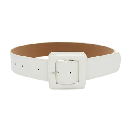 Skinnende lakken belte firkantet spenne midjebånd HVIT