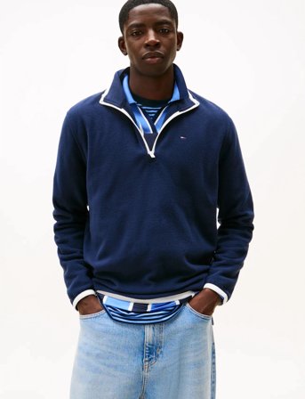 Tommy Jeans Tjm Reg S Flag Polar Fleece Qz - Navy - XXL