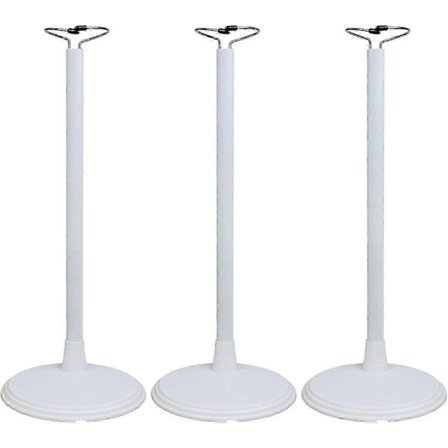 Pakke med 3 hvide justerbare dukkestativer til 35-46 cm babydukker, udstillingsholder