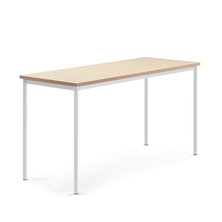Tisch SONITUS, 1800x700x900 mm, Linoleum beige, weiß