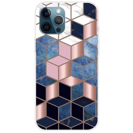 Marble design iPhone 14 Pro kotelot - Sininen / Kultainen Kuutio Multicolor