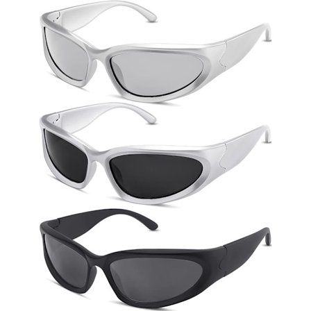 Y2K Wrap Around Fashion Solbriller Sølv Ovale Solbriller Sports Solbriller Cyber Estetiske Briller Kvinner Menn
