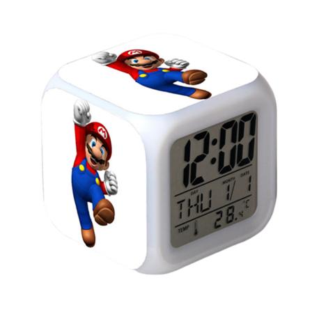 Super Mario Värikäs Herätyskello LED-Neliökello Digitaalinen Herätyskello Ajan, Lämpötilan, Herätyksen, Päivämäärän kanssa