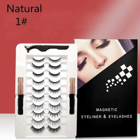 10 par magnetiska lösögonfransar, flytande eyeliner och pincettset