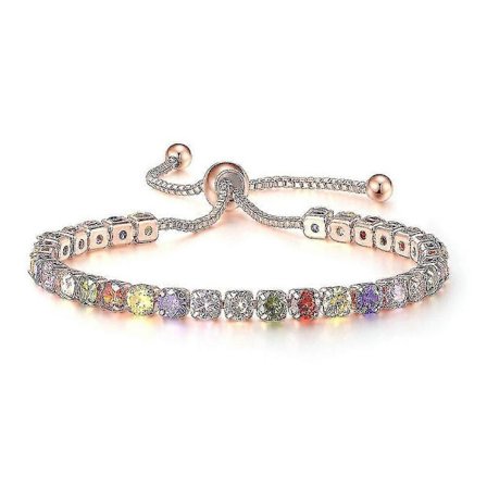 Rainbow Tourmaline Ionic Armband, Ny Naturlig Färgglad Turmalin Regnbåge Kristallarmband, Färgad Justerbar Kristall