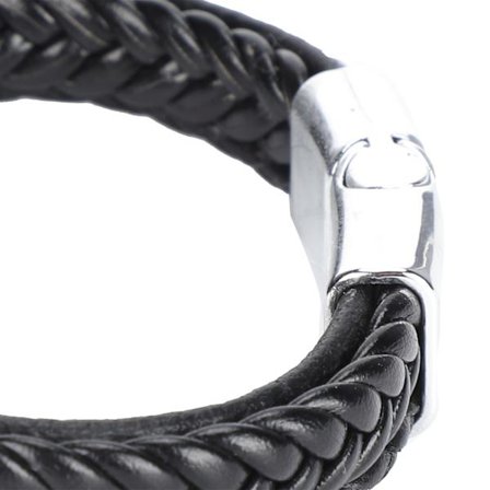 2 st Armband med Magnetisk Spänne Vintage Handgjord Multilager Armband Present (Svart PU-Läder med Legeringsspänne)