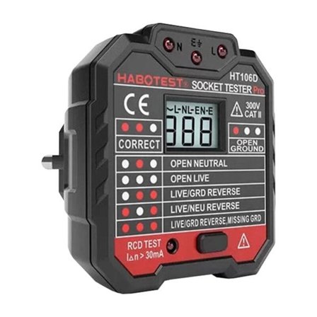 Stikkontakttester med digitalt display Habotest HT106D