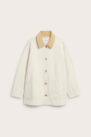 Kappahl | Kurtka twill ze sztruksowym kołnierzem Beżowy M | Beżowy