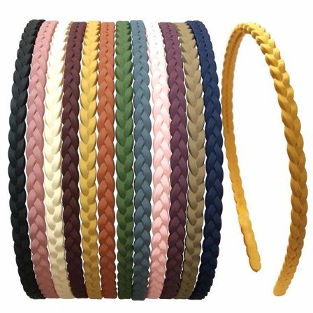 12 st 6 mm Tunna Hårband för Flickor Kvinnor Plast Fläta Stil