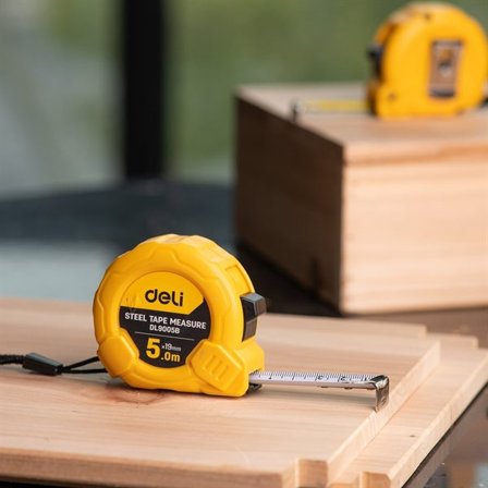 Målebånd i stål 5m/19mm Deli Tools EDL9005B (gul)