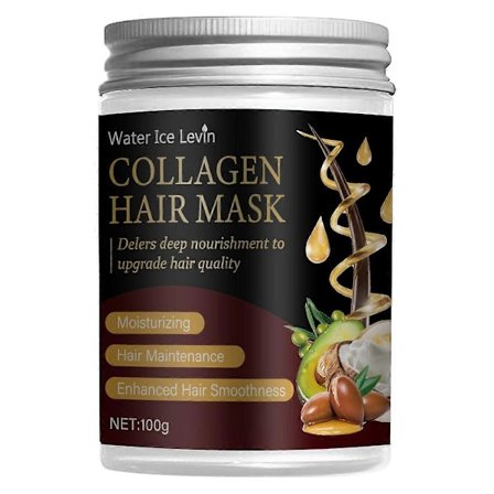 Collagen Hårmaske og Keratin Hårmaske til Beskadiget Hår, Keratin Hårbehandling, Dybdegående Reparationsbalsam til Tørt Hår, Indeholder Vitamin E og 