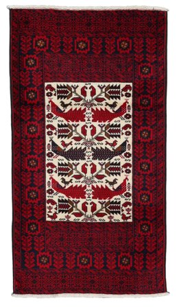 Alfombra Belouch 100X187 Negro/Rojo Oscuro (Lana, Persia)