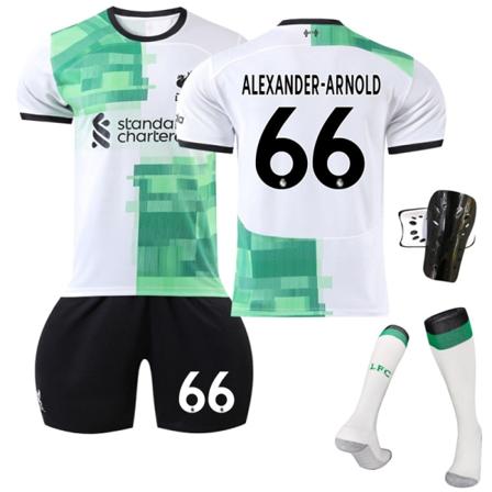 23/24 Liverpool bortefotballdraktsett med sokker og beskyttelsesutstyr 66 Alexander-arnold #16
