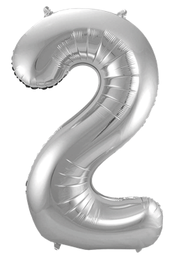Sifferballong Jumbo 86 cm Silver "0-9" Siffra 2 - Partyninja.se