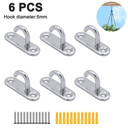 6 kpl Ruostumattomasta Teräksestä Valmistettuja Puoliavoimia Koukkuja Seinäkiinnitykseen