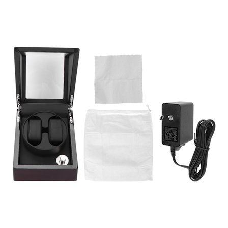 Dobbel klokkeopptrekker blank blank tre klokkeboks oppbevaringsboks for automatiske klokker 100‐240VAU-plugg