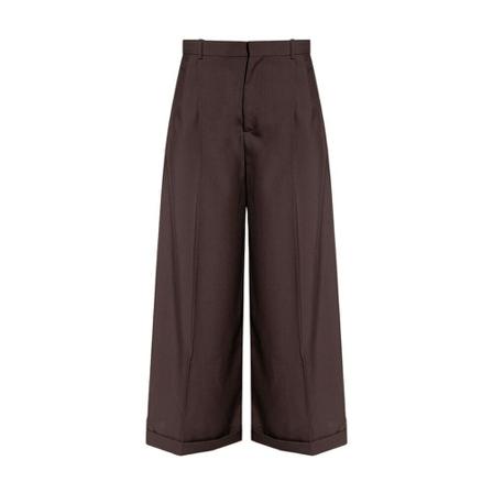 Marni, Wool pleat-front trousers Brązowy, Kobieta, Rozmiar: S