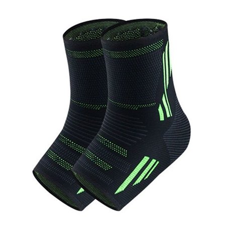 Stickade sportankelskydd strumpor - tryckavlastning mot stukningar - grönt KLB