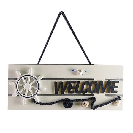 Tervetuloa-kyltti, meriaiheinen seinälle ripustettava koriste-kyltti etuovelle, seinälle, maatilalle, verannalle MA16091E Peräsin