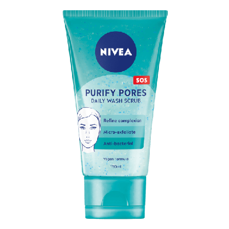 NIVEA Ansiktsskrubb Purify Pores Daily Wash Scrub 150 ml Ansiktsmask & peeling Dam ONESIZE