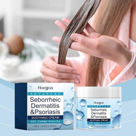 Lindrende krem mot seborreisk eksem og psoriasis - Glyserin, Coptis- og Pueraria Lobata-ekstrakter, fuktighetsgivende for hodebunnen, kløestillende og