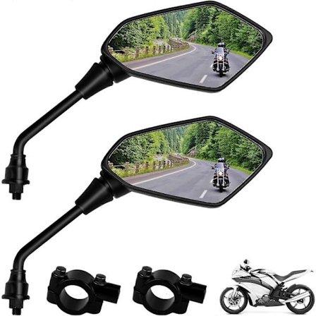 Universelle motorsykkel speil scooter speil: Universelt sidespeil med 10 mm bolt 7/8 tommer styreklemme speil, klarhet