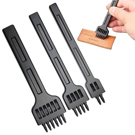 Prongs Syverktøy Hullpunch, 3 Deler Lærpunch Verktøysett, Lær Hullpunch Syverktøy, Lærpuncher for Belter, Lerret, Papir, Plast