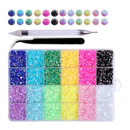 Harts Glitter 3D Strass AB Platt Baksida Glänsande Stenar Nagelkonst Dekoration Blandat Paket Nageljuveler Kristall Strass Tillbehör