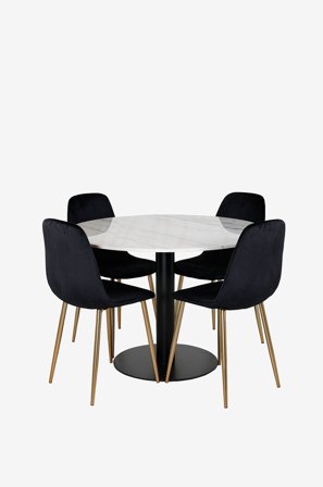 Venture Home - Spisegruppe Estelle med 4 stk. spisestoler Polar - Hvit - Spisegruppe 4 personer - Fra Homeroom