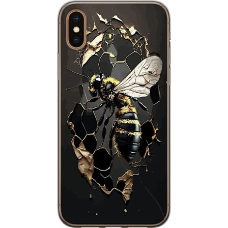 Yhteensopiva Puhelinkuori Apple iPhone X Yksityiskohtainen mehiläinen murtautumassa tumman hunajakakun läpi, jossa on kultaiset halkeamat