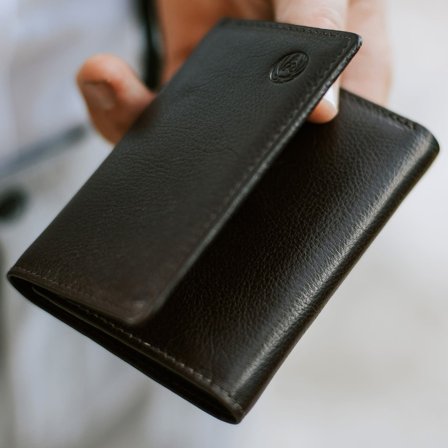 Black Trifold Wallet for Men - Wallets