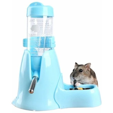 Blue Water Bottle + Stand Hamster Automatic Feeder Automatisk Pet Flaske Vanddispenser til hamstere