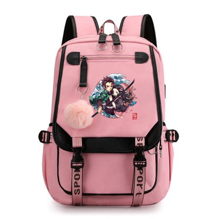 1 stk Demon Slayer Anime Hero Prints Nylon Ryggsekk, Stor Kapasitet Multifunksjonell Ryggsekk For Skole, Jobb, Fotturer, Shopping, Reise Og Camping