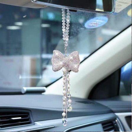 Hengende Bilinteriør Bling Diamant Sløyfe, Søt Bil Bakspeil