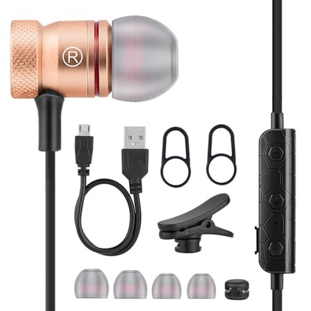 Universell trådlös stereo Bluetooth-headset In-ear-hörlurar Sport-hörlurar Öronsnäckor Gyllene