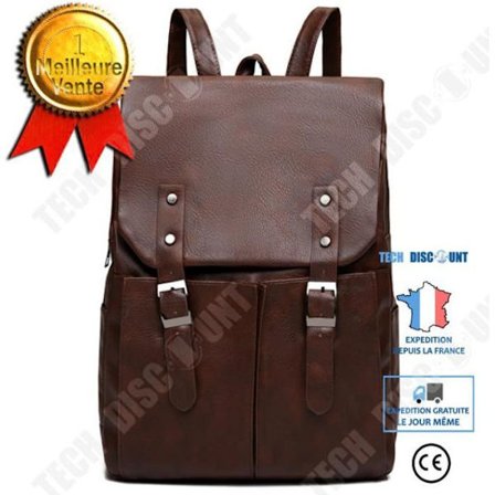 Ryggsäck - TD - Vintage - PU-läder och polyester - Brun - Blandat