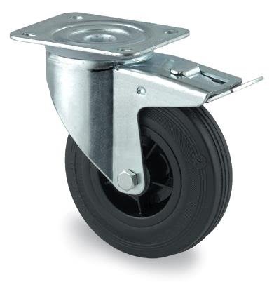 Tente 3377PVR100P62 Leddhjul gummi, brems, plate 105 x 85 mm 100 mm, Garasjeinnredning & oppbevaring