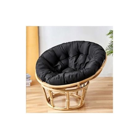 Papasan-tuoli rottingista - Tuoli ulko- tai sisätiloihin - Musta tyyny - D 110 cm x H 90 cm