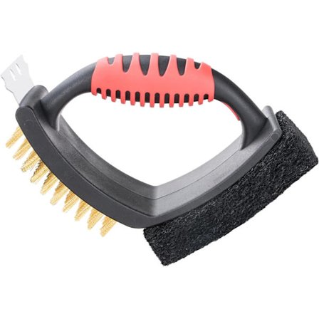 Messing Grillbørste Utendørs Grill Multifunksjonell m/ Messingbust Pusse Puten, O Rød, 7 Tommer