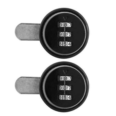 Zinklegering 3-cifret kodeskabslås (2 stk, sort, 30 mm/1,18 tommer)