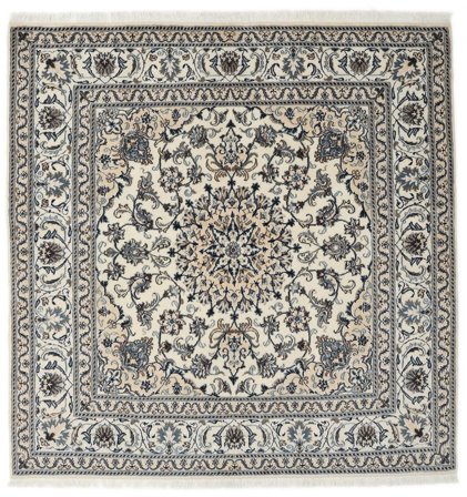 Noué À La Main Naïn Tapis 198X200 De Laine Gris Foncé/Marron