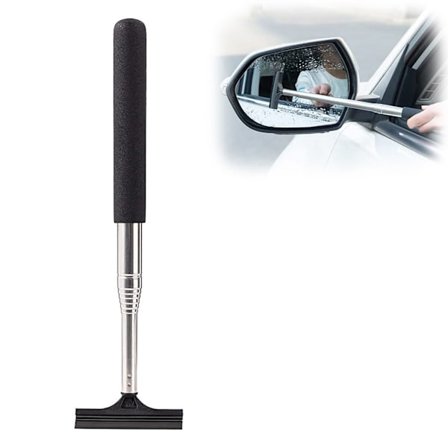 Uttrekkbar vindusvisker for bakspeil med lagdelt børstehode, rengjøringsverktøy for bilens bakspeil, svartsvart