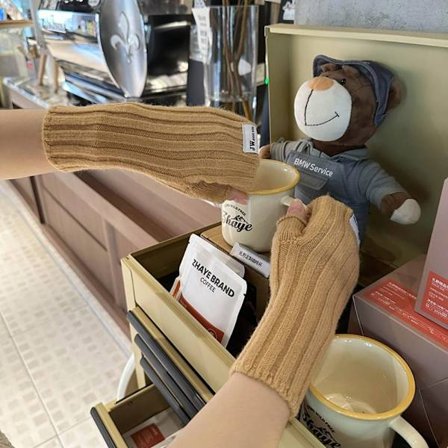 Halvfingerhansker Strikkehansker KHAKI