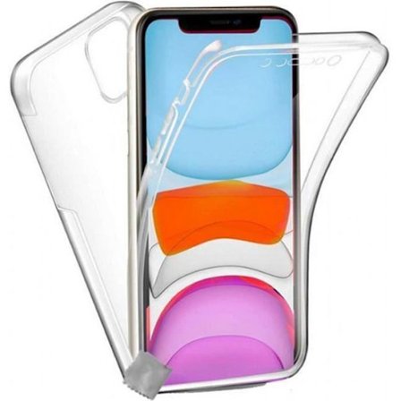 Tyndt 360 fuld silikone gel cover (for og bag) til Apple iPhone 11 Pro med hærdet glas - TRANSPARENT