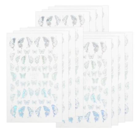HURRISE Utsökta nagelklistermärken 12 st fjärilsmönster nagelkonst klistermärke fashionabla nagel DIY dekal manikyrverktyg (silver)