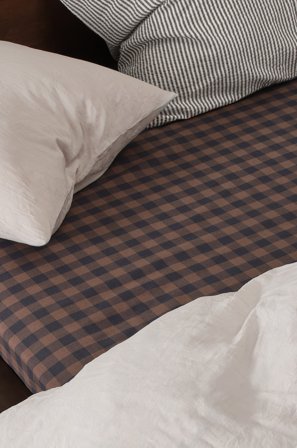 Jotex - Stretchlaken Økologisk Brun/svart - LAUREN - Kjøp Dra-på-laken hos Jotex