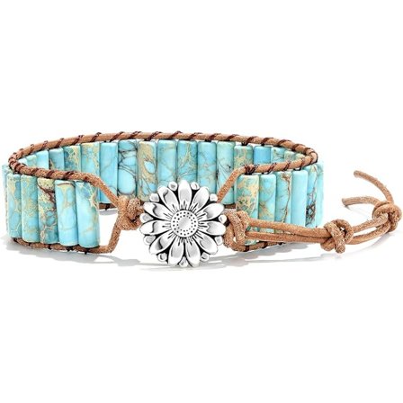 Armbånd til kvinder med ægte sten Læder Wrap Healing Bead Armbånd Kvinder Mænd Boho Venskabssmykker
