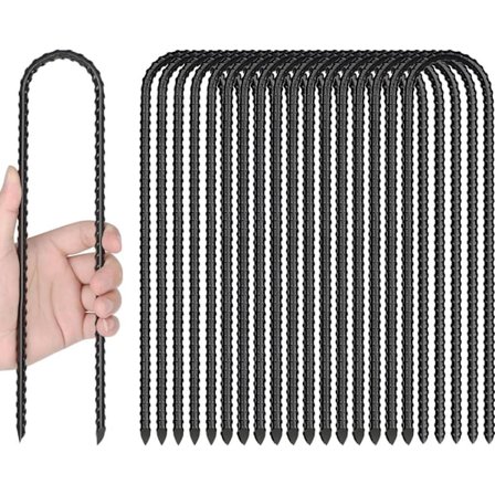 Jordspyd i galvanisert stål – 12 tommer U-formede armeringsjern for telt, gjerder og trampoline