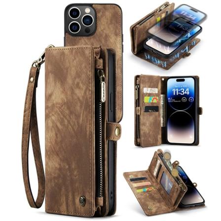 Caseme Multi-slot 2 I 1 Plånboksfodral Iphone 14 Pro Max Brun