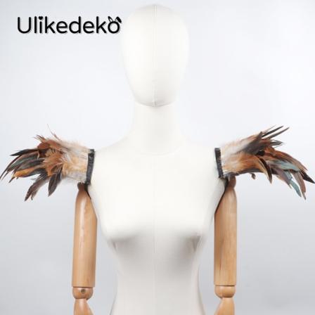 Goottilainen höyhenhuivi kohauttaa olkiaan Bolero sulka olkakääre Viitta hääjuhla Halloween Cosplay Rave Carnival Luxury Feather Wings brown